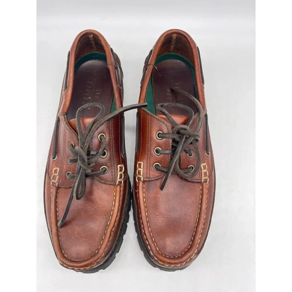 Trader Bay Brown Leather Casual Boat Shoe Size 9.5